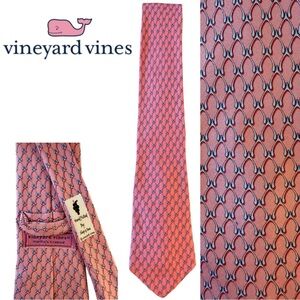 Vineyard Vines Wishbone 100% Silk Mens Tie Pink & Blue